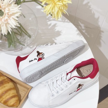 Paidal x Moomin姆明谷 小美免綁帶休閒鞋不彎腰輕運動鞋-小白鞋