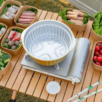 一次性火鍋鍋具戶外鋁箔露營野餐家用卡式爐一人燒烤外賣餐盒