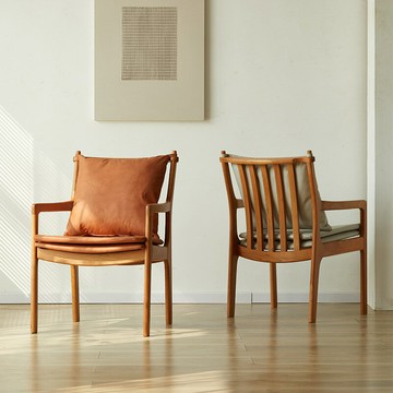 實木餐椅家用餐廳北歐櫻桃木電腦椅書桌椅舒服久坐帶扶手靠背椅子 雙11全館免運