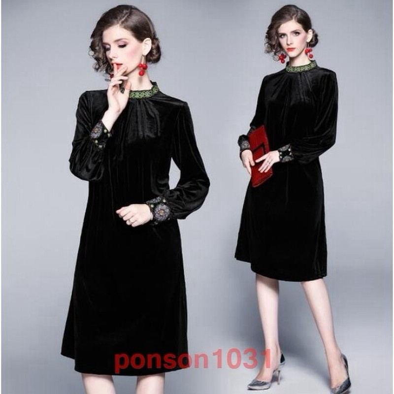 パーティードレスフォーマルドレスベロアワンピース結婚式ワンピース刺繍ワンピース長袖入学式ワンピース入園式ワンピース30代40代50代 通販 Lineポイント最大0 5 Get Lineショッピング