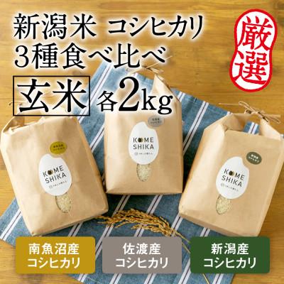 ふるさと納税 新潟県 令和5年産新米南魚沼コシヒカリ・佐渡コシヒカリ・新潟コシヒカリ 玄米 各2kg