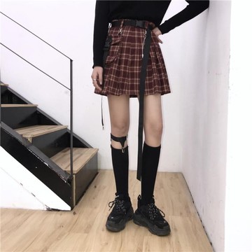 半身裙 2019新款ins韓版春季格子口袋顯瘦高腰A字包臀女潮 曼慕衣櫃