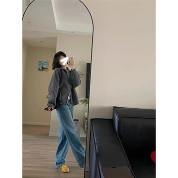 美式雙拉鏈毛衣女慵懶風針織開衫2025秋季加厚高領上衣肌理感外套