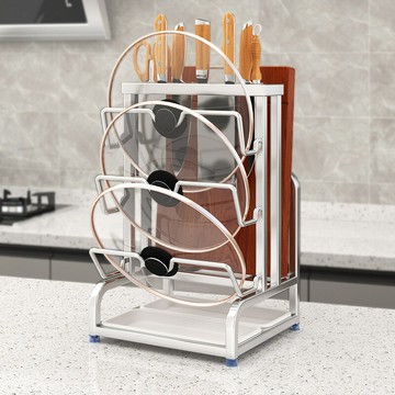 304不鏽鋼鍋蓋架多功能廚房置物架刀架壁掛式免打孔多層砧菜板架