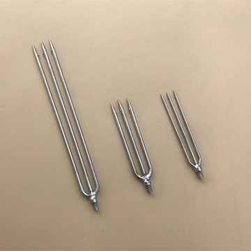 不銹鋼小號3齒小平叉頭 加長3齒平叉頭 圓尖帶倒刺扁平魚叉不帶桿