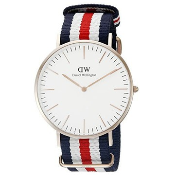 【Daniel Wellington】Classic Canterbury 36mm細紋藍白紅織紋錶DW00100051