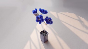 雪霽天晴朗 豆盆 絨花工藝