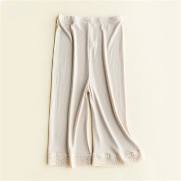 【米蘭精品】現貨+預購 頂級法式長褲絲質休閒褲天絲寬褲冰絲褲-針織薄款蕾絲邊女褲子3色74lt84