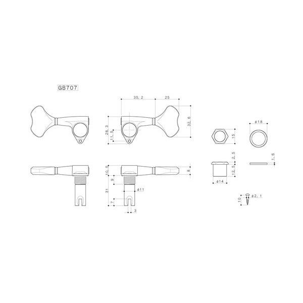 GOTOH（ゴトー） GOTOH ベースペグ GB707 L2 R2 Gold