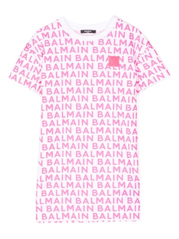 Balmain Kids - logo-print T-shirt dress - kids - Cotton - 12 - White