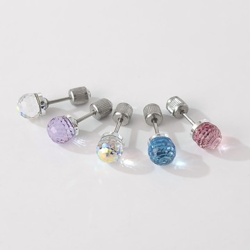 鎖扣耳環｜可愛水晶球．施華洛世奇元素．無禮盒．單支