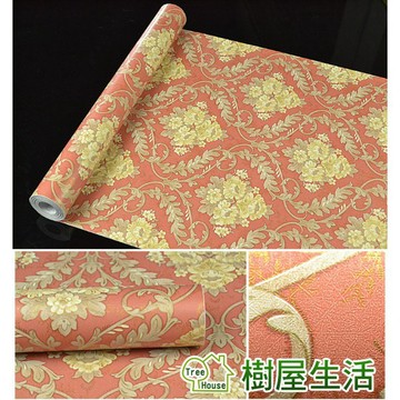 【樹屋生活】防水自黏壁紙 〔大馬士革系列 WTP485〕每捲1000公分 壁貼仿磚紋PVC牆貼文化石木紋窗貼印花壓紋磚牆