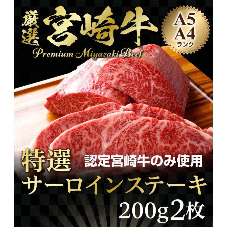 ギフト 食べ物 肉 グルメ 宮崎牛 サーロインステーキ A4 A5ランク 200g×2枚 送料無料 食べ物 高級 プレゼント Y凍