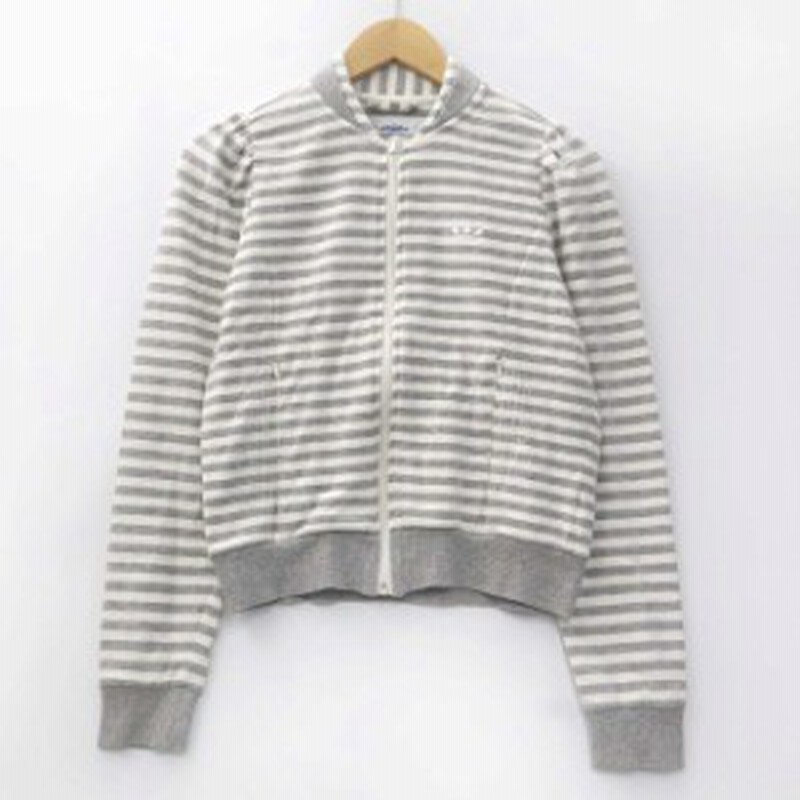 中古】アディダス adidas トレフォイル ロゴ刺しゅう ボーダー ジップ 
