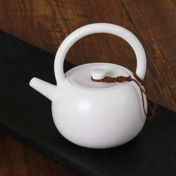 還原白提梁壺瓷柄白瓷茶壺陶瓷大號碼單壺德化白瓷茶器水壺