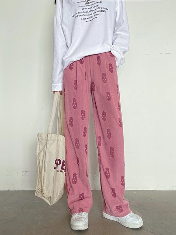 燈芯絨闊腿褲女春秋季2021爆款高腰墜感寬松直筒褲百搭休閑拖地褲