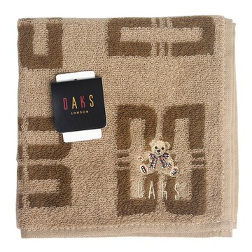 DAKS D Logo 繡紋純棉材質方巾(駝色)