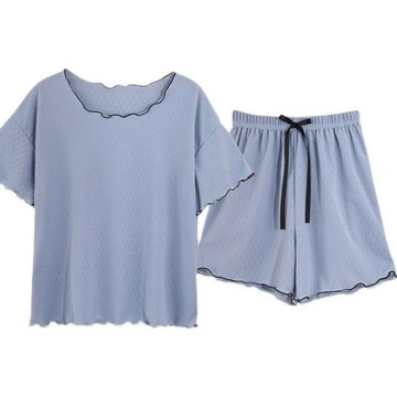 🌟臺灣出貨🌟2025簡約新款女遮肉短袖睡衣夏季冰莫代爾絲家居服大碼兩件套裝女 居家服 睡衣 睡衣套裝 居家睡衣