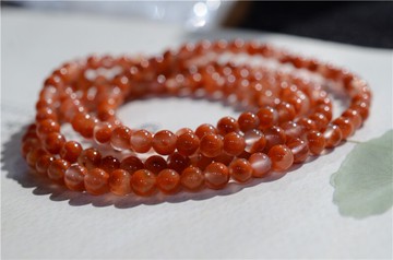 天然川料冰飄南紅瑪瑙5mm6mm四層手鏈佛珠手串多圈散珠佛珠108顆