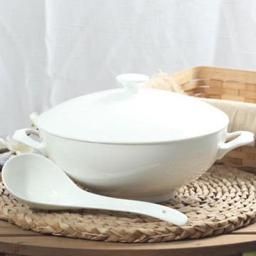 創意中式骨瓷大湯碗大號家用陶瓷大碗湯勺組合簡約酸菜魚碗如意煲