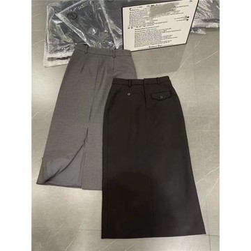 歐洲站歐貨長裙包裙女西裝料開叉羊毛一步裙法式半身裙裙子小個子