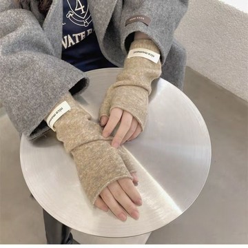 🔥臺灣出貨🔥慵懒风~堆堆半指手套 字母新品纯色韩国秋冬保暖仿羊绒针织露指