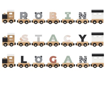 TRYCO 字母火車_E 兒童益智玩具 字母積木 創意拼裝火車  7.6cm x 6.5cm x 3cm  木製 多色  1入