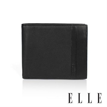 【ELLE HOMME】ELLE簡約 3卡1窗格 短夾/皮夾/男夾(黑色)