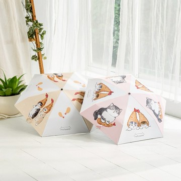 【TLCSTORE卡若特品牌館】Mofusand貓福珊迪輕量不回彈防曬傘 UPF50+防曬黑膠自動傘 晴雨傘 遮陽傘 雨傘