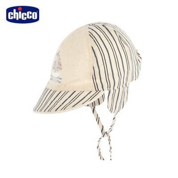 chicco官方直營- 海洋帆船-拚接直條綁帶護耳帽