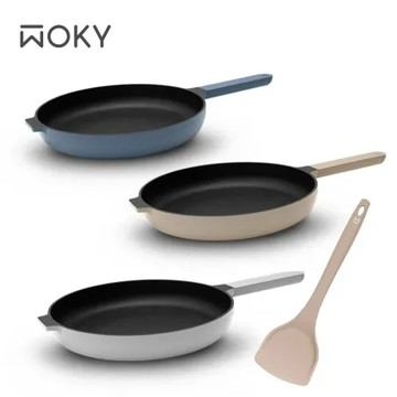 【WOKY 沃廚】Ticera系列-哈哈鍋2.0 不沾淺煎鍋26CM(贈萬用矽膠鍋鏟)