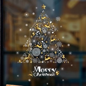 JB Design 聖誕樹系列 時尚壁貼 QCJ8055 金色聖誕樹  90 X 60cm  彩色