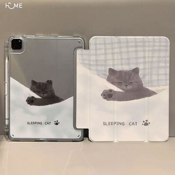 新款貪睡貓咪ipad11/10/9/8代air8/7/6保護套蘋果A16平板pro11寸MINI7保護殼5