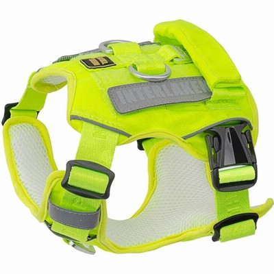 犬用ハーネス、引っ張り防止ペットハーネス、調整可能なEVAパッド入り犬用ベスト、反射材 首を絞めない ペットベルクロパッチベスト、コントロールしやすい