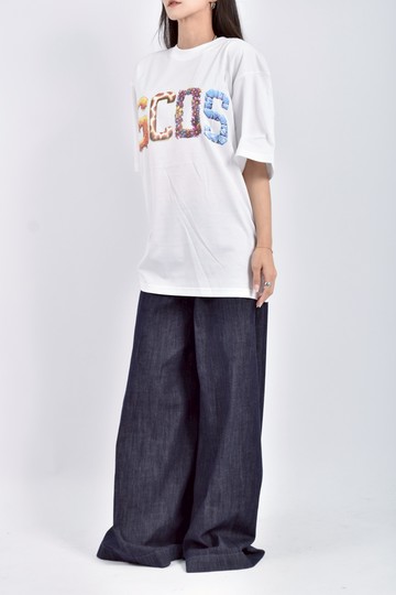 (L) gcds質感棉質logo純棉白色短袖上衣