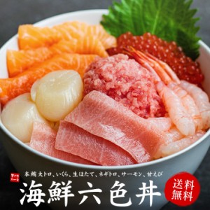 海鮮六色丼セット 本マグロ大トロ、イクラ、ネギトロ、生ほたて、サーモン、甘えび  送料無料《not-rsd1》〈rsd1〉[[海鮮六色丼]