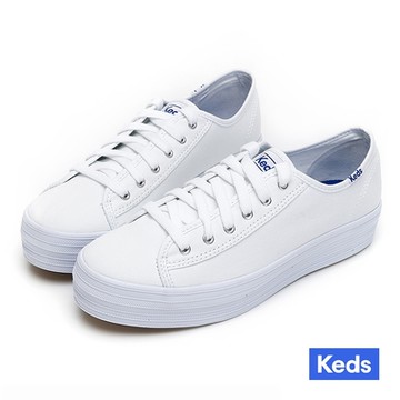 Keds TRIPLE KICK 學院風厚底帆布小白鞋 9203W133185N