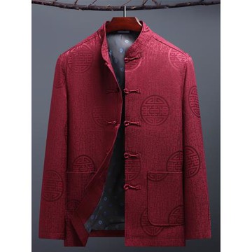 唐裝男中老年春秋季爸爸夾克中國風套裝老人爺爺衣服過壽生日外套