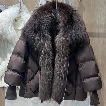 【巴黎精品】現貨+預購 頂級貉子毛領真羽絨外套白鴨絨外套羽絨衣秋冬大碼休閒女裝-毛領短女外套4色a1ld34