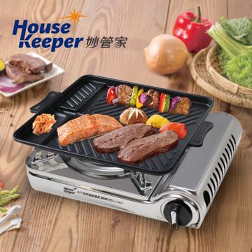 妙管家 全不鏽鋼磁吸卡式爐 K800MS+不沾長型烤盤HKGP-005 烤肉 中秋 BBQ 烤盤