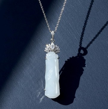 冰種翡翠節節高升項鍊 925純銀 | 天然緬甸玉A貨翡翠 | 送禮