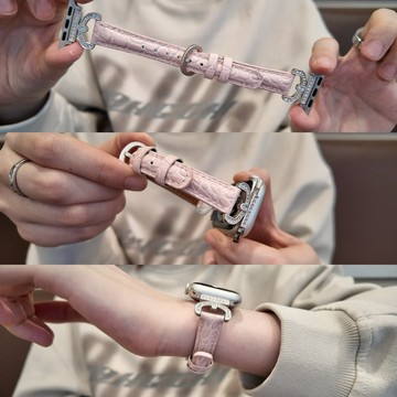 高級鱷魚紋皮質錶帶 適用Apple watch11錶帶 iwatch錶帶 全系列通用錶帶 當季錶帶