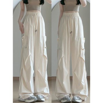 美式速干工裝褲女夏季新款高級感傘兵戶外運動褲寬松顯瘦闊腿褲子