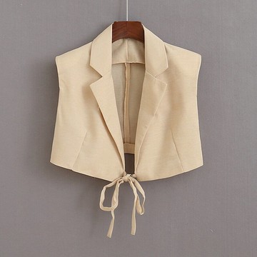 西裝領短款系帶馬甲 秋季新款無袖坎肩 寬松休閑外塔女上衣R/12底