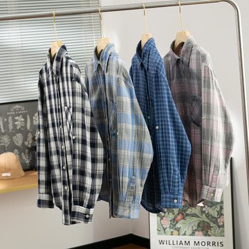 “格”外時髦~ 復古新疆棉韓系格子襯衫女小個子慵懶顯瘦時髦上衣