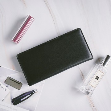 【禮盒】經典真皮簡約扣式長夾 X0084 黑