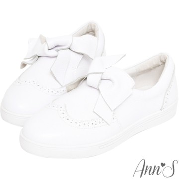 Ann’S第二代甜美大蝴蝶結真皮雕花牛津小白鞋