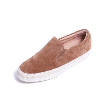 KOKKO質感草編真皮厚底懶人休閒鞋棕色