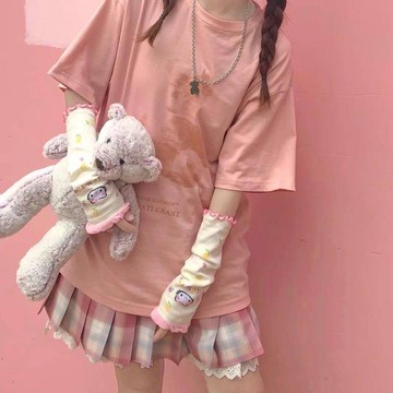 原宿土酷QQ秀軟萌kt猫咪卡通手袖套襪套y2k辣妹百搭拍照jk包郵護胳膊肘 護膝 護手臂 保暖手臂 保暖護膝 護膝套