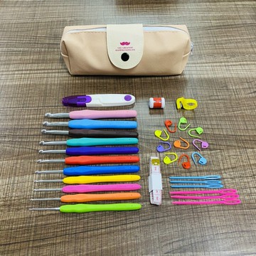 柄鉤針毛線編織套裝 軟柄鋁鉤針  手工編織工具 鉤針套裝6